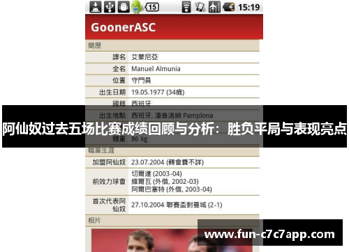 阿仙奴过去五场比赛成绩回顾与分析:胜负平局与表现亮点 阿仙奴过去五场比赛成绩回顾与分析:胜负平局与表现亮点